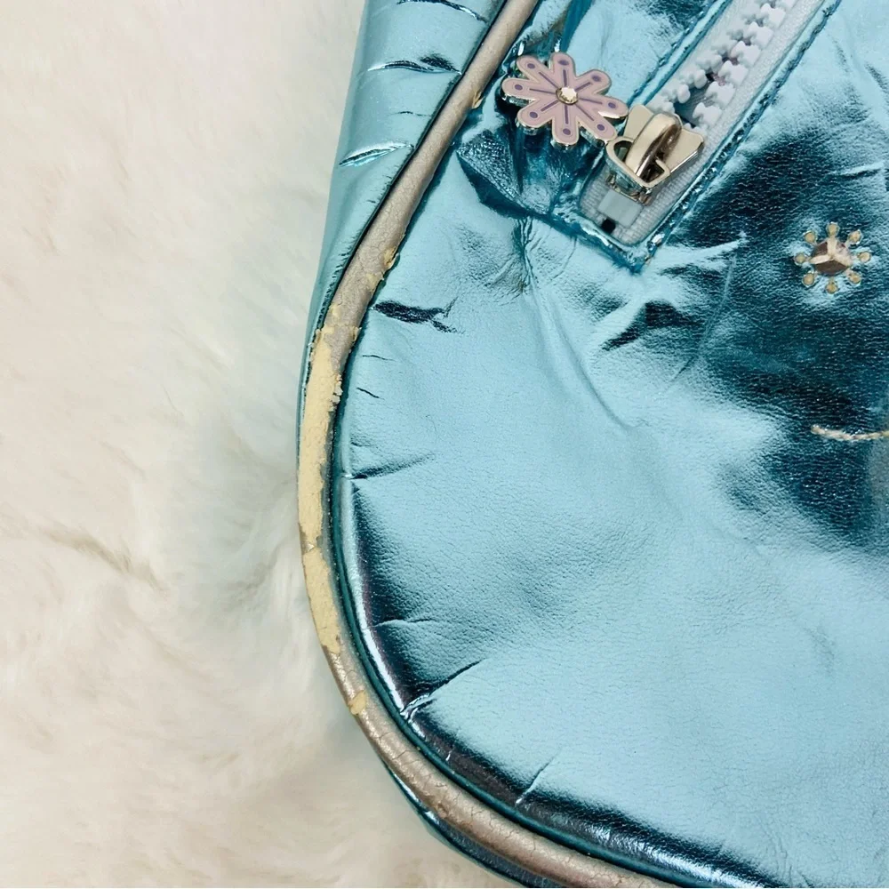 Gymboree Ski bunny embroidered Blue Metallic kids one shoulder small Backpack